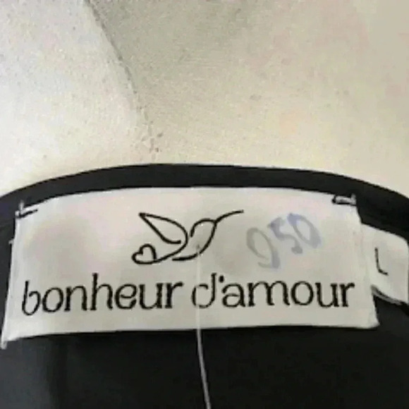 NEW Bonheur D’amour Black gold Embroidered Chiffon Slip Dress Women’s  Large NWT - Picture 11 of 12